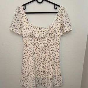 Princess Polly Cream Mini Dress with Purple & Yellow Floral Print